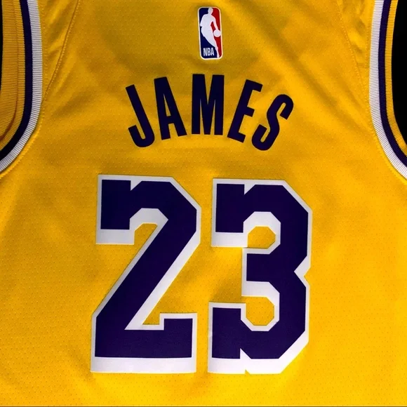Nike LeBron James Los Angeles Lakers #23 Gold / Yellow Icon NBA Swingman Jersey - Picture 7 of 7